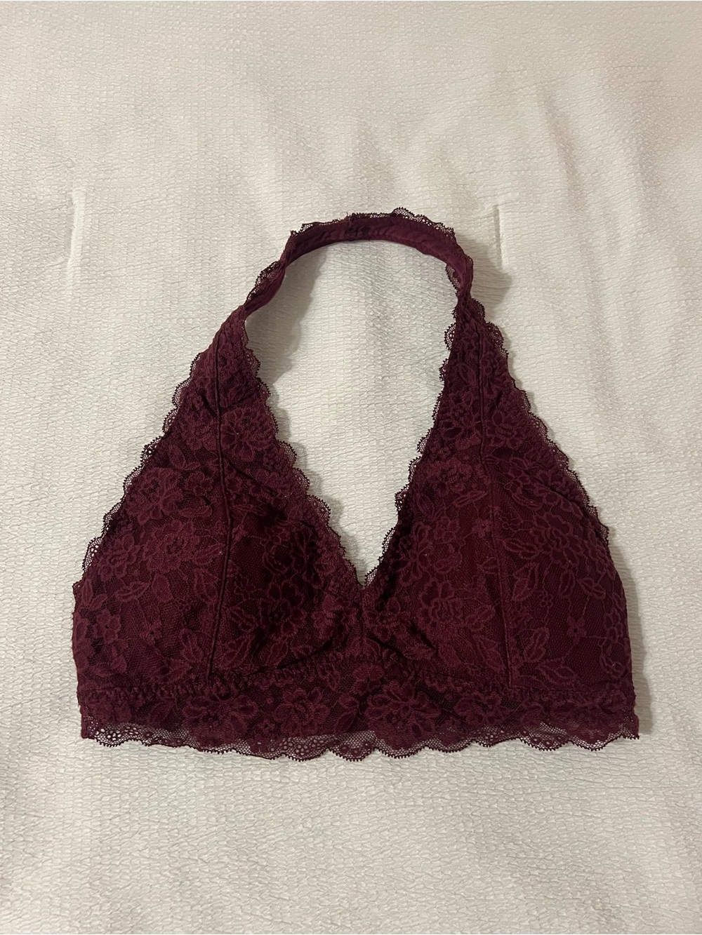 Gilly Hicks Lace Halter Bralette in Burgundy